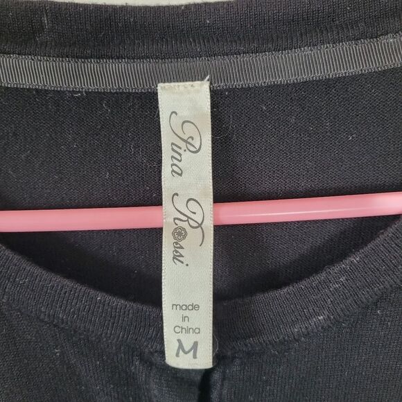 Pina Rossi Black Cardigan Sweater Preppy Twee Uniform School Dark Academia M - Picture 11 of 12